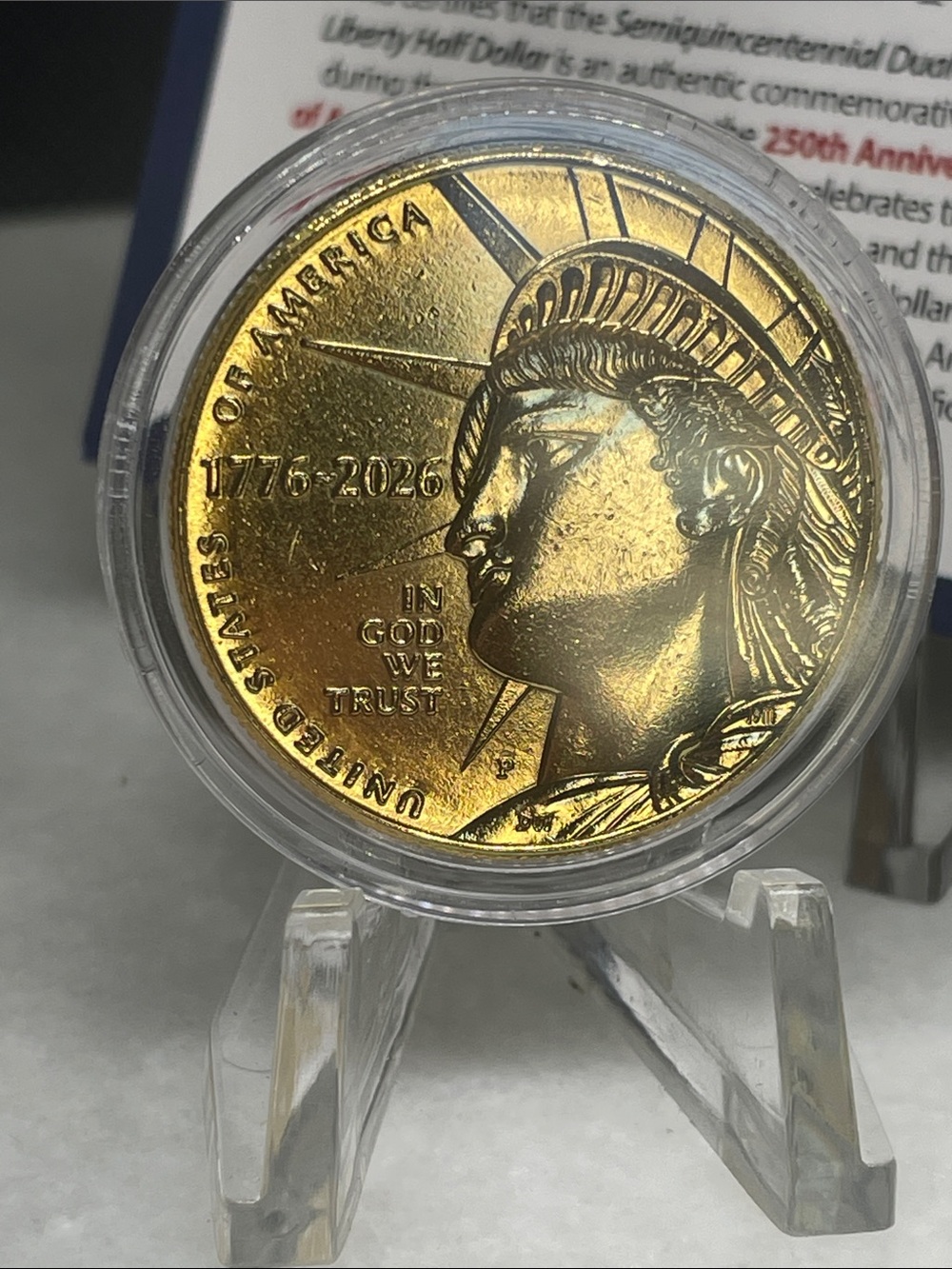 🇺🇸 1776-2026 Semiquincentennial Enduring Liberty Half Dollar 24K gold plated
